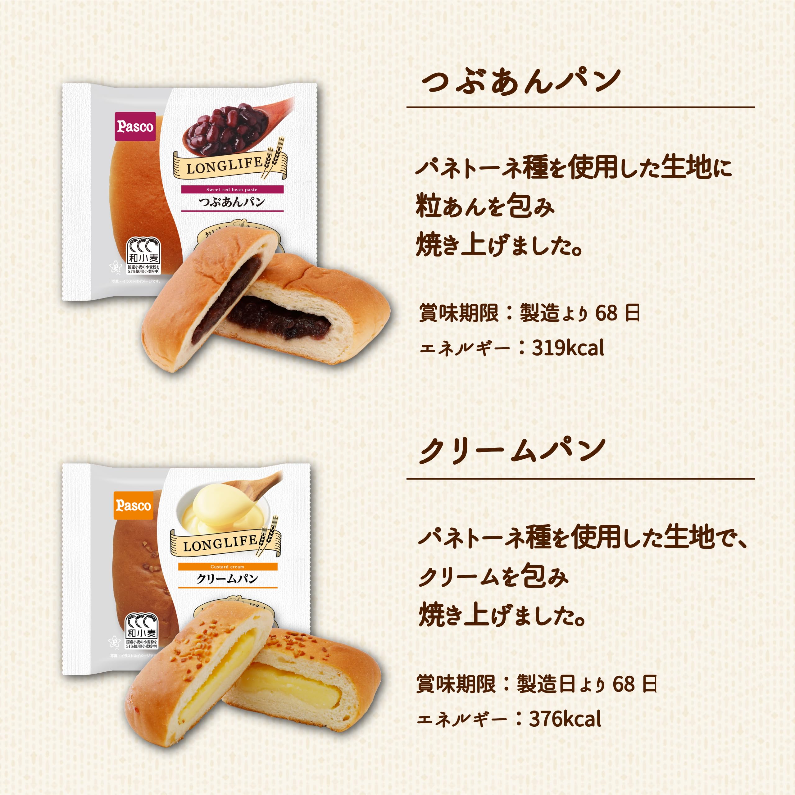 Amazon.co.jp: Pasco まとめ買い6箱セット (菓子パン6種60個)｜日持ち